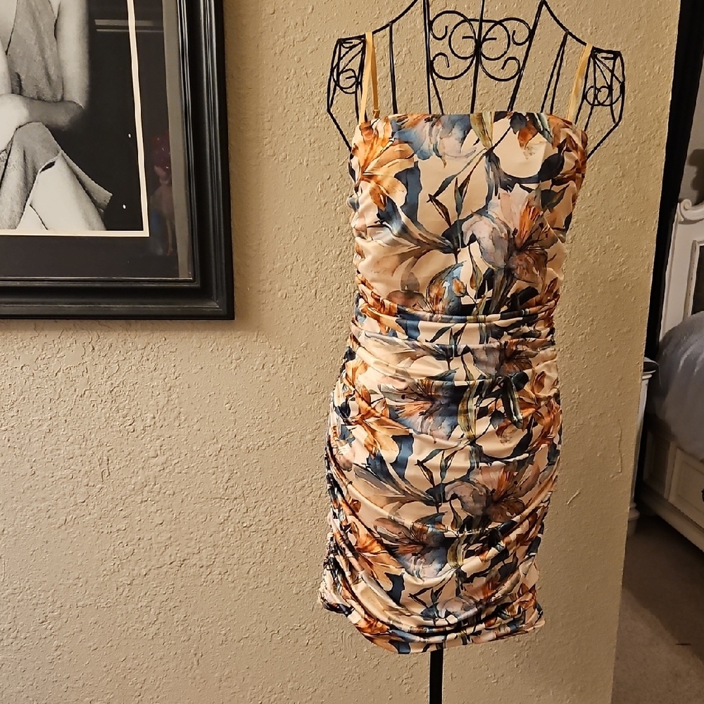 Windsor Multicolor Floral Ruched Mini Dress